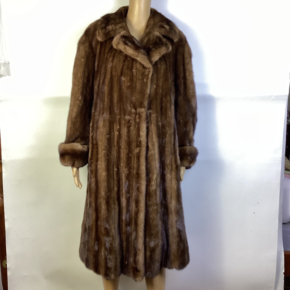 Luxurious Dasco Dark Mahogany Brown mink Full Length Fur Coat Sz 12